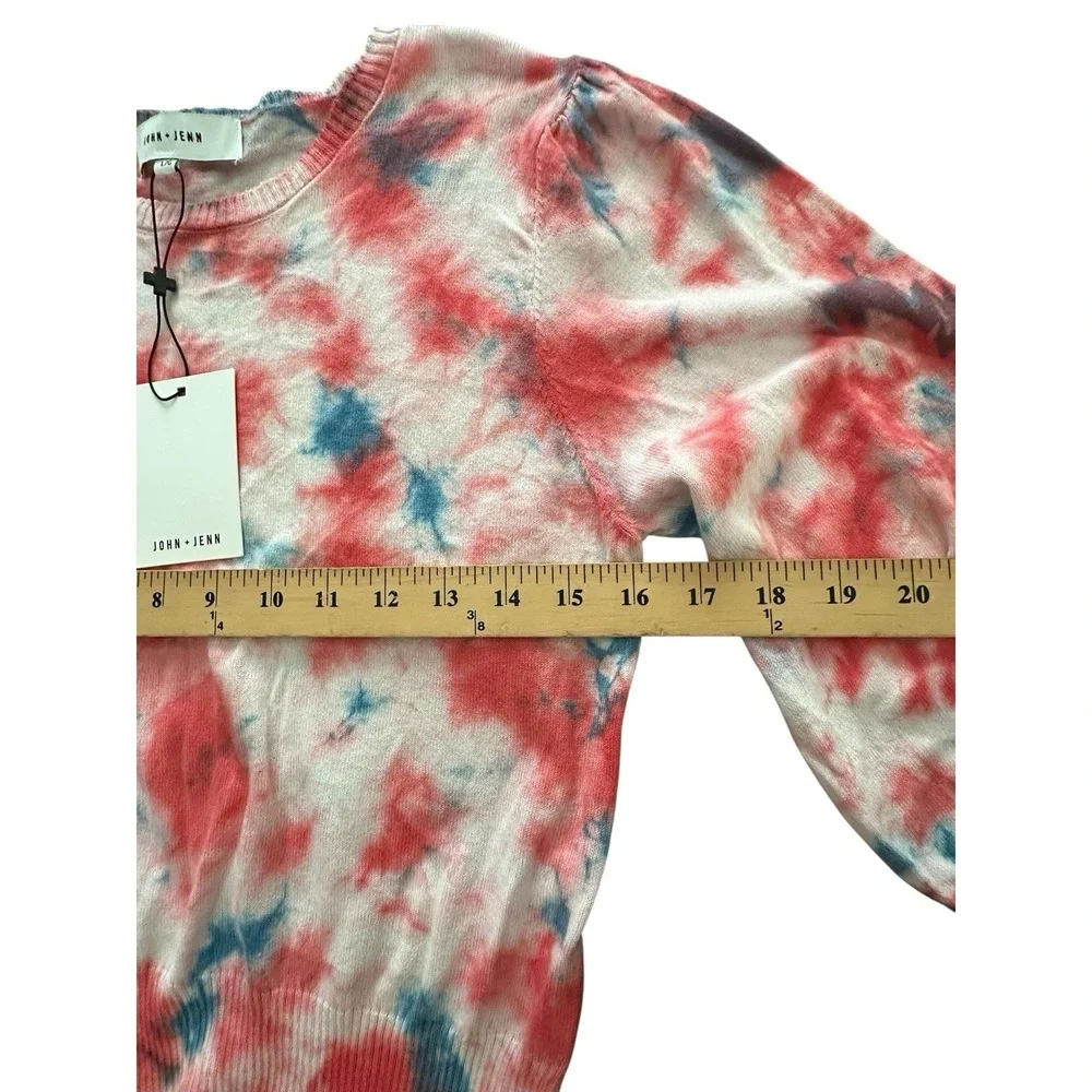 John + Jenn Chill Tie Dye Sweatshirt Women's Large Lava Burst Puff Sleeve #QR1-3